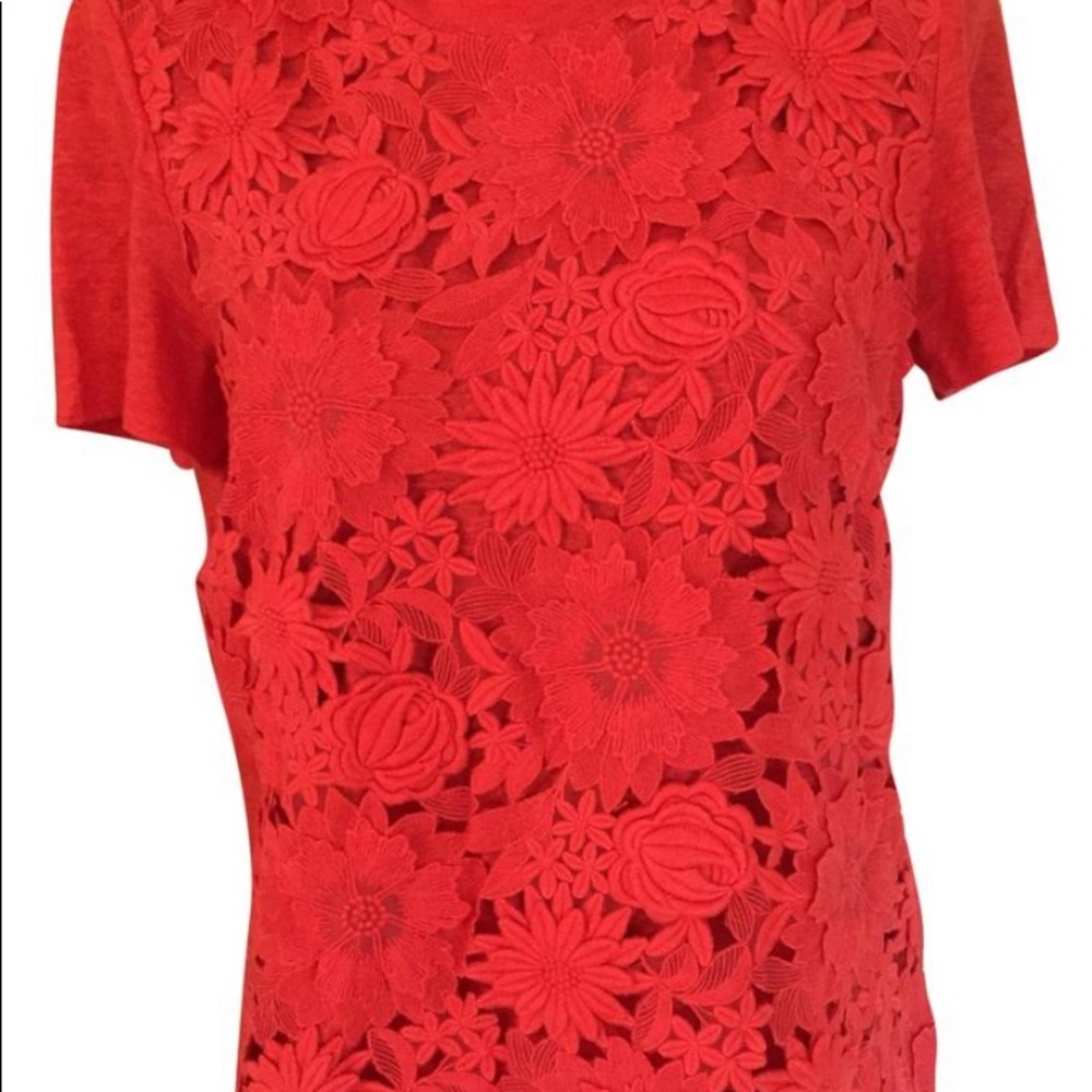 EUC Tory Burch “ Katama” Lace & Floral T shirt, M - Picture 5 of 7